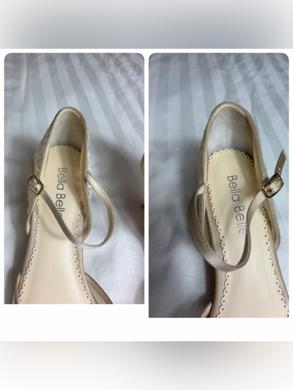 Bella Belle cream mesh embroidered floral leather kitten heel pumps size 8.5/ 39 - Picture 11 of 15